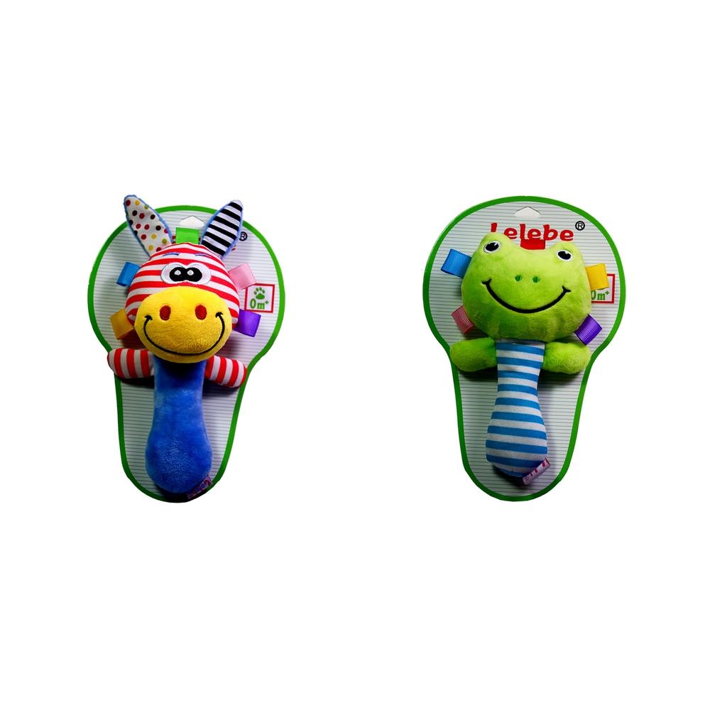 2Pcs Cartoon Animal Plush Toy Baby Kids Handbell Hand Bell Rattle