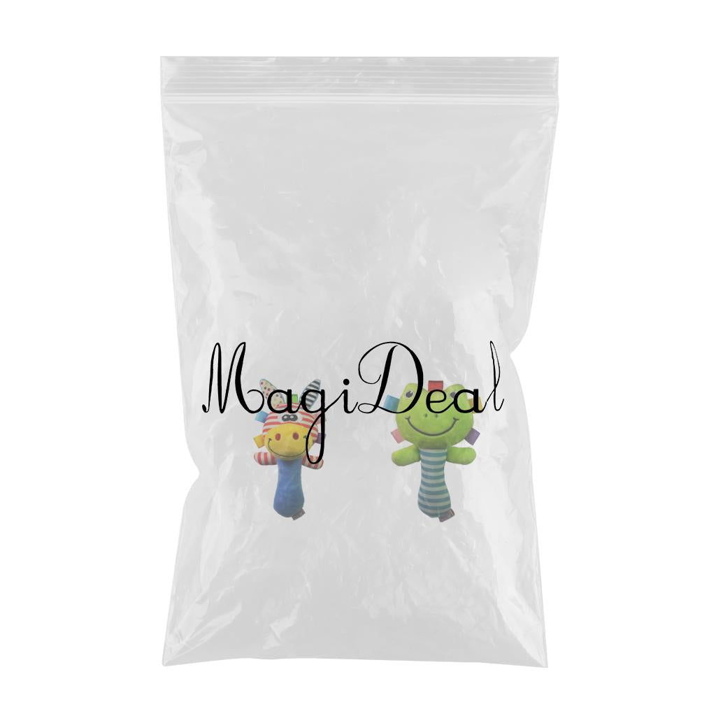 2Pcs Cartoon Animal Plush Toy Baby Kids Handbell Hand Bell Rattle