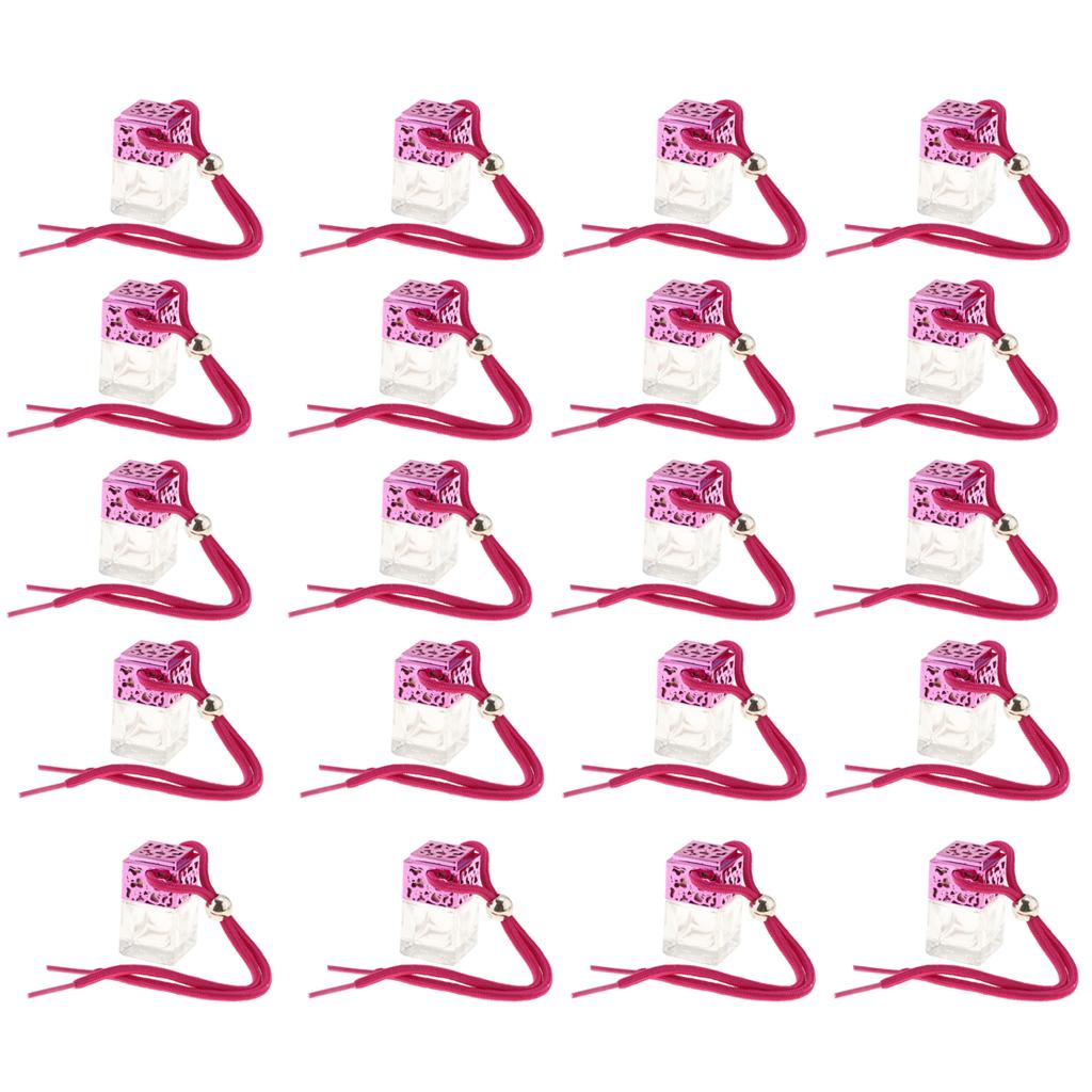 25x Empty Refillable Clear Glass Perfume Bottle Hanging Pendant Car Decor