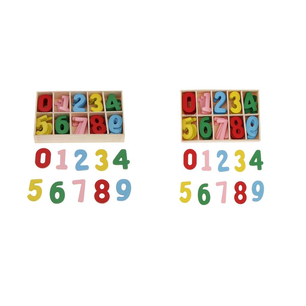 120 Pieces Colorful Wooden Arabic Number with Storage Tray for DIY Crafts