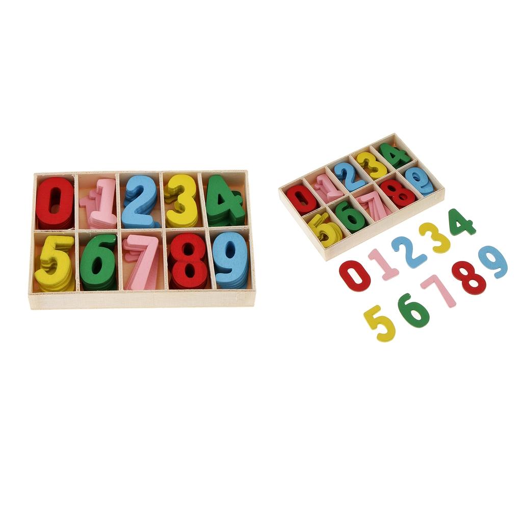 120 Pieces Colorful Wooden Arabic Number with Storage Tray for DIY Crafts