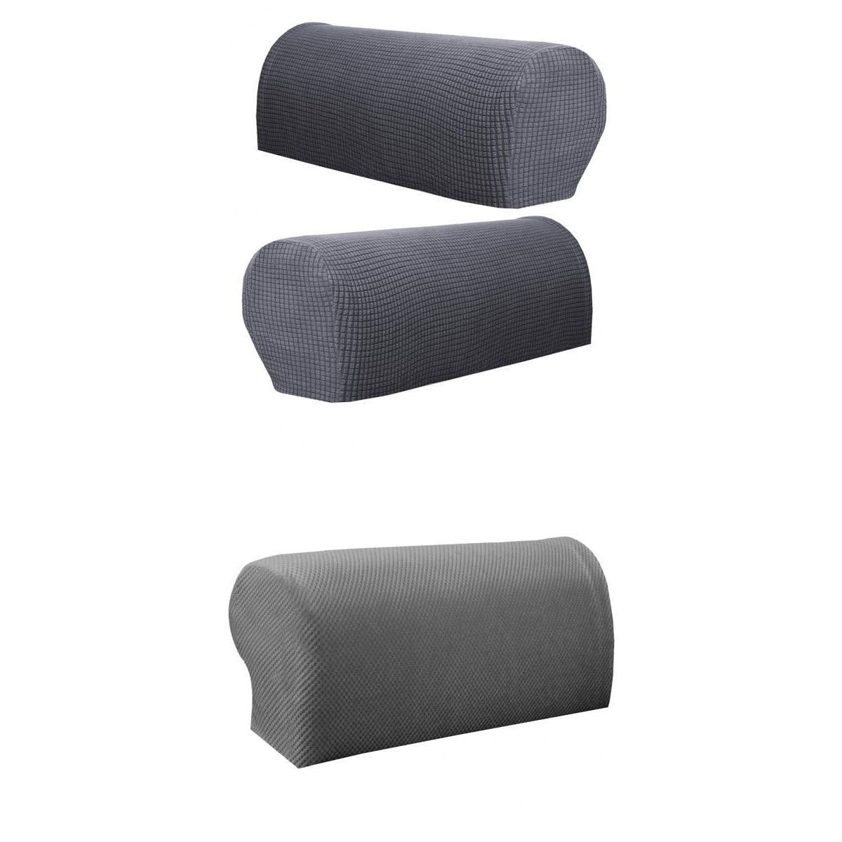 2 Pair(2Pattern) Sofa Armrest Covers Armchair Slipcovers Protector Grey