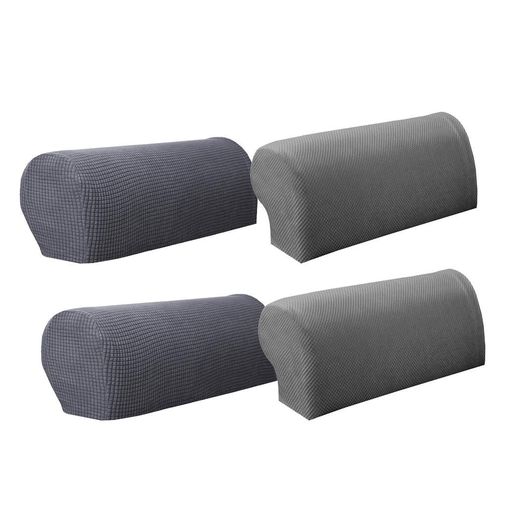 2 Pair(2Pattern) Sofa Armrest Covers Armchair Slipcovers Protector Grey