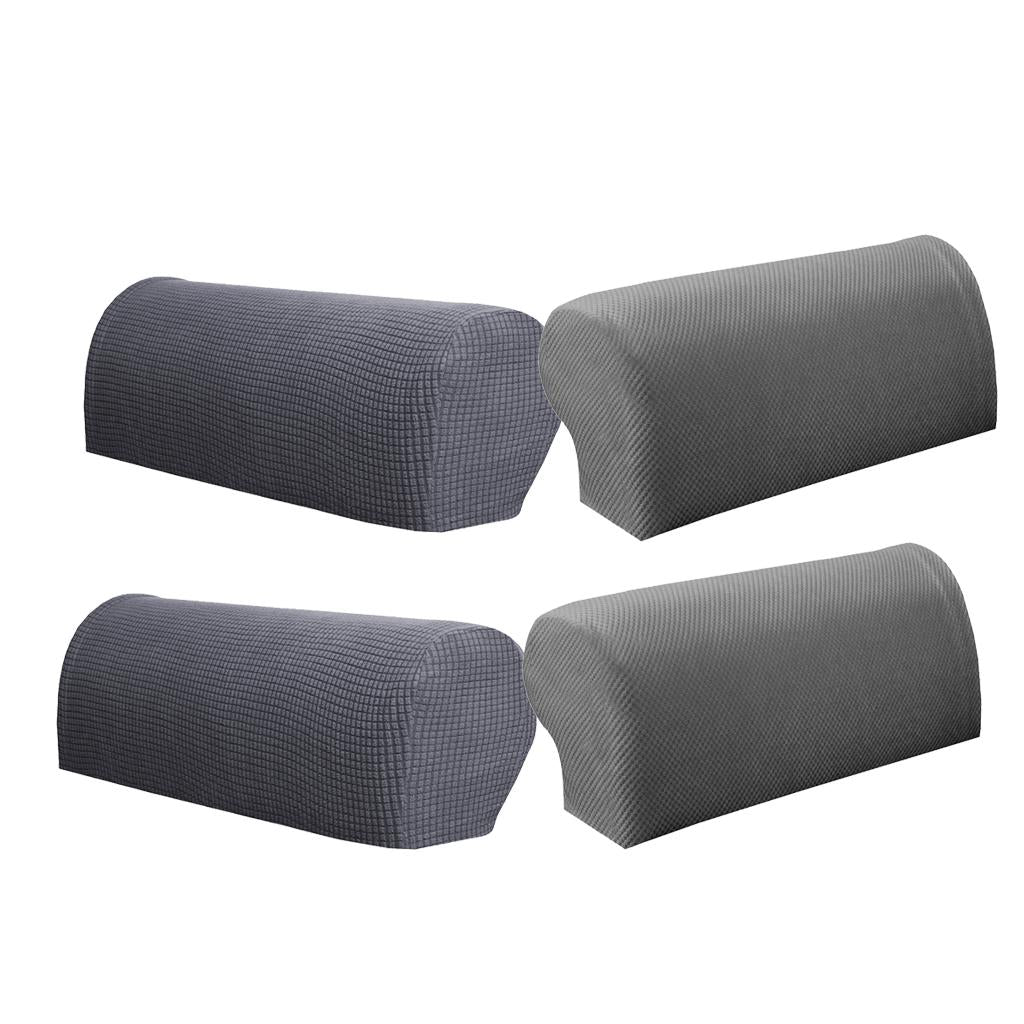2 Pair(2Pattern) Sofa Armrest Covers Armchair Slipcovers Protector Grey