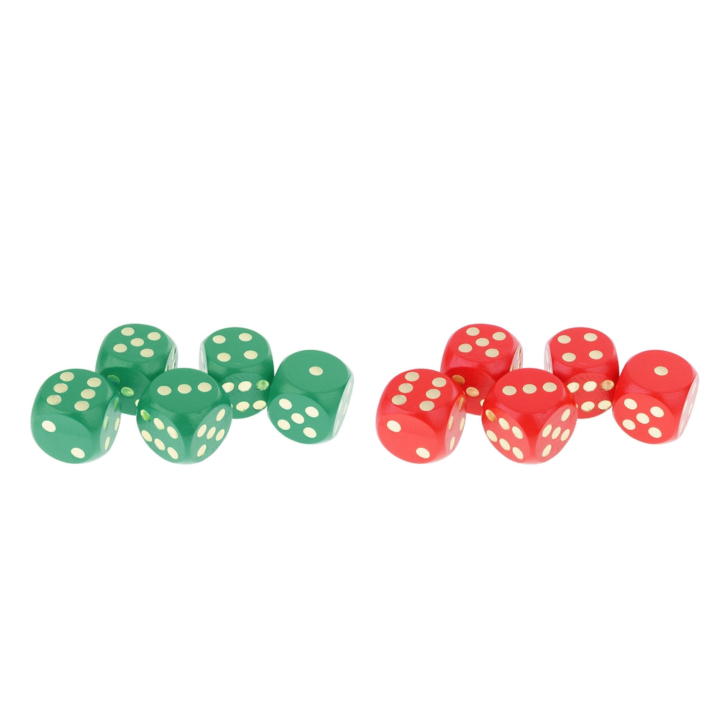 3cm Wooden Dice D6 Six Sided Dotted Dices RPG Board Game Dies, Pack of 10