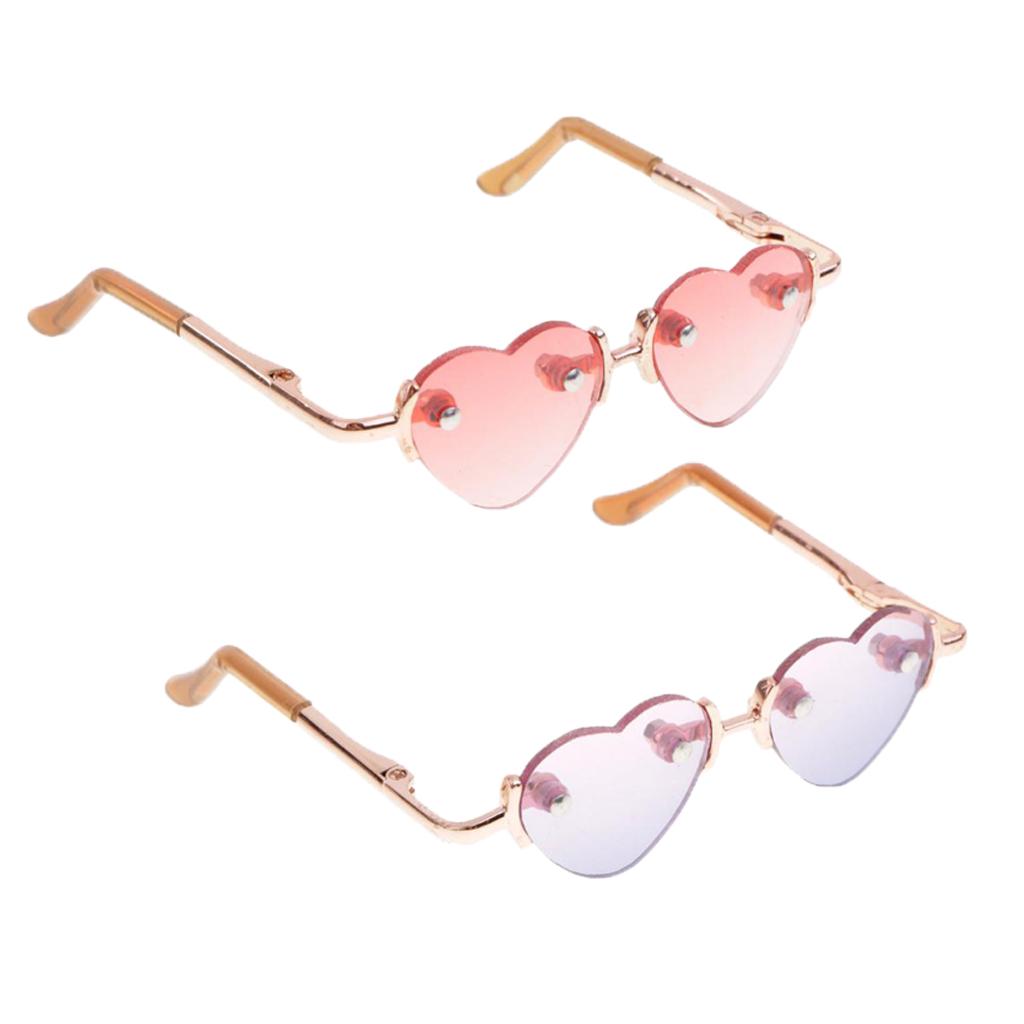 1/3 Golden No Frame Heart Sunglasses Eyewear for BJD Doll Clothes Accessory