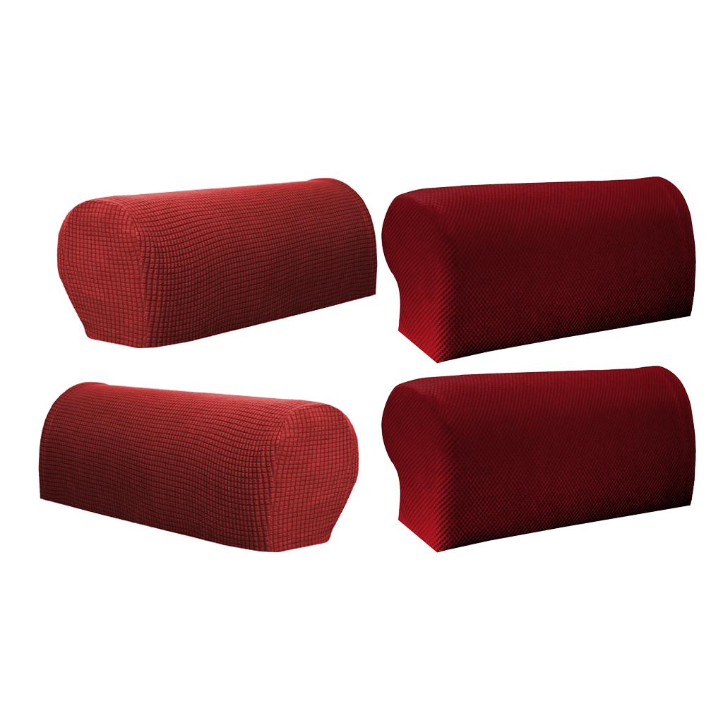 2 Pair(2Pattern) Sofa Armrest Covers Armchair Slipcovers Protector Red