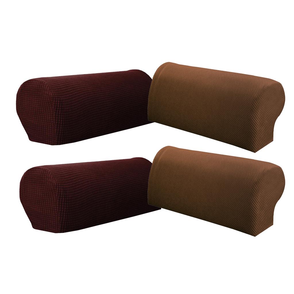 2 Pair(2Pattern) Sofa Armrest Covers Armchair Slipcovers Protector Brown