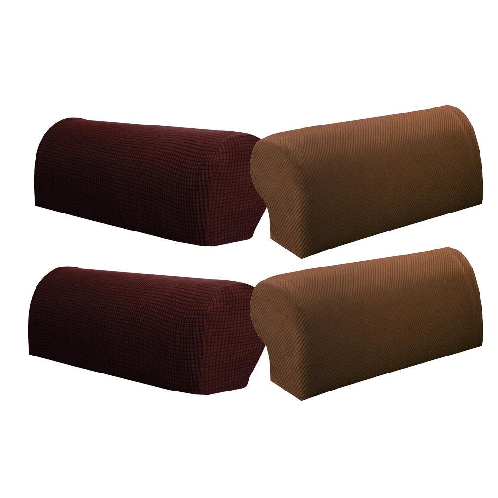 2 Pair(2Pattern) Sofa Armrest Covers Armchair Slipcovers Protector Brown