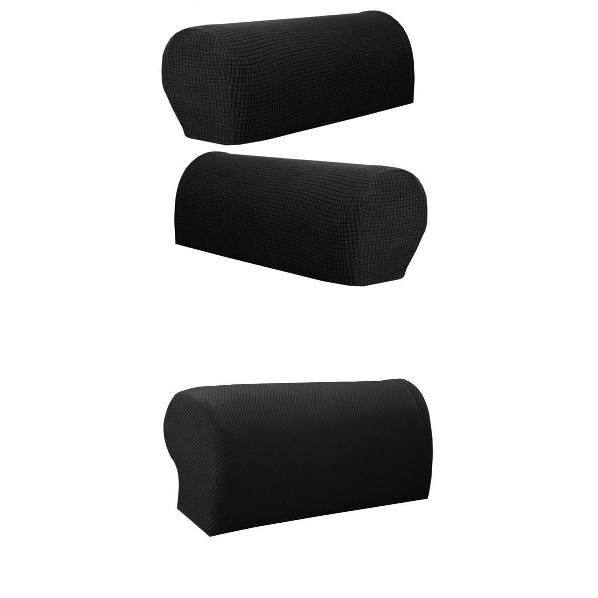 2 Pair(2Pattern) Sofa Armrest Covers Armchair Slipcovers Protector Black