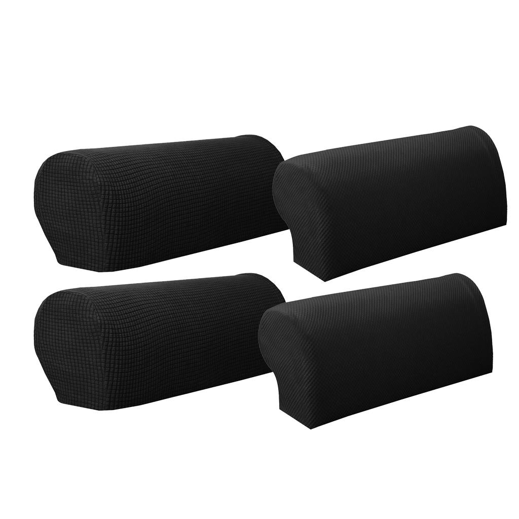 2 Pair(2Pattern) Sofa Armrest Covers Armchair Slipcovers Protector Black