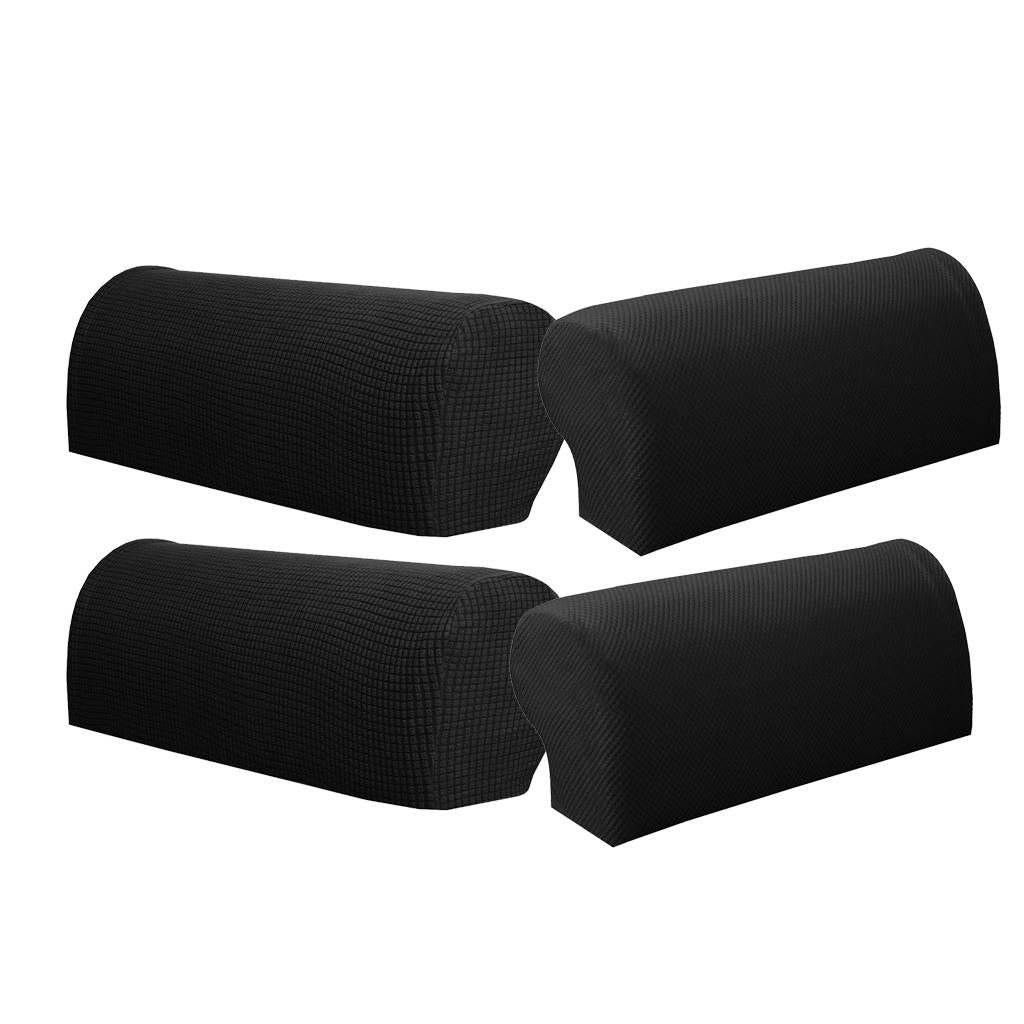 2 Pair(2Pattern) Sofa Armrest Covers Armchair Slipcovers Protector Black