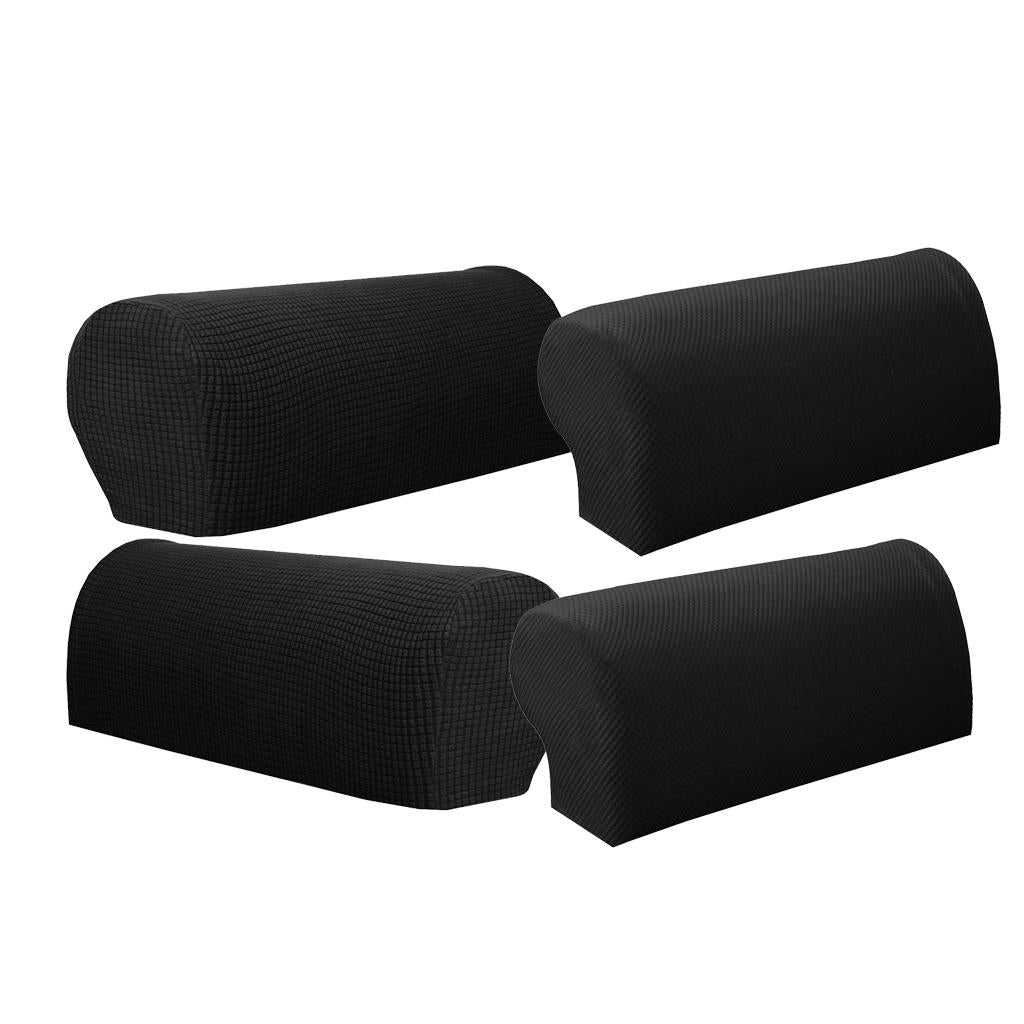 2 Pair(2Pattern) Sofa Armrest Covers Armchair Slipcovers Protector Black