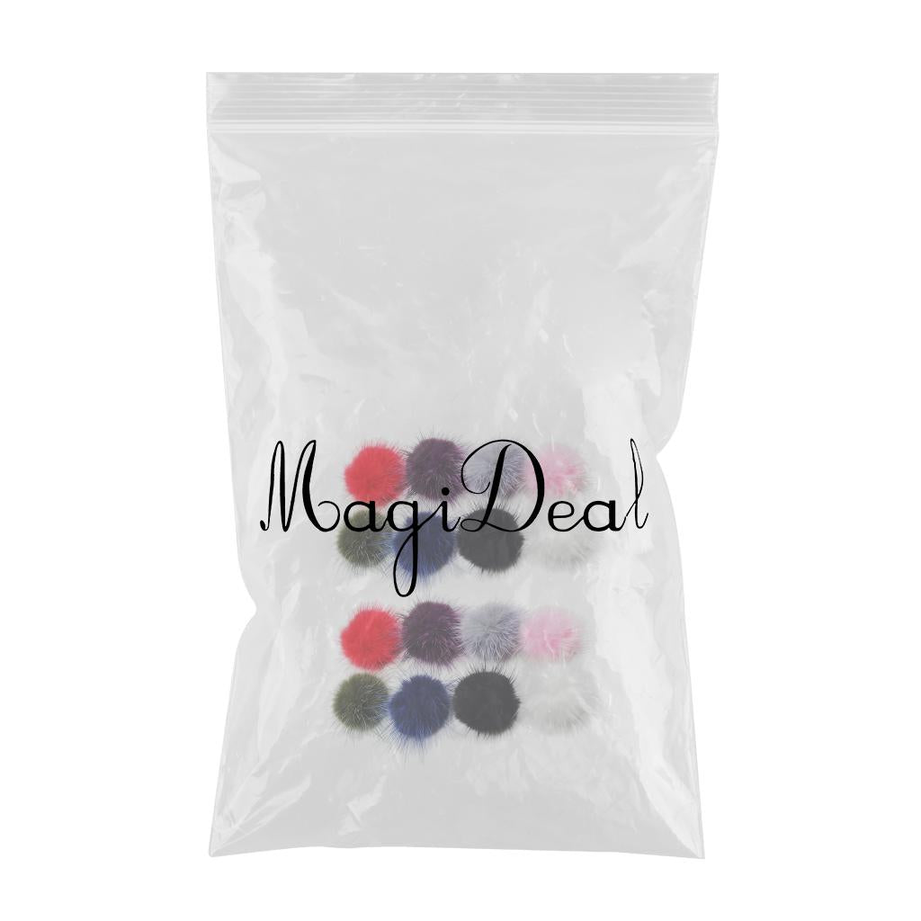 16 Pieces Mixed Natural Pom Pom Ball for Hair Accessories Jewelry Craft DIY