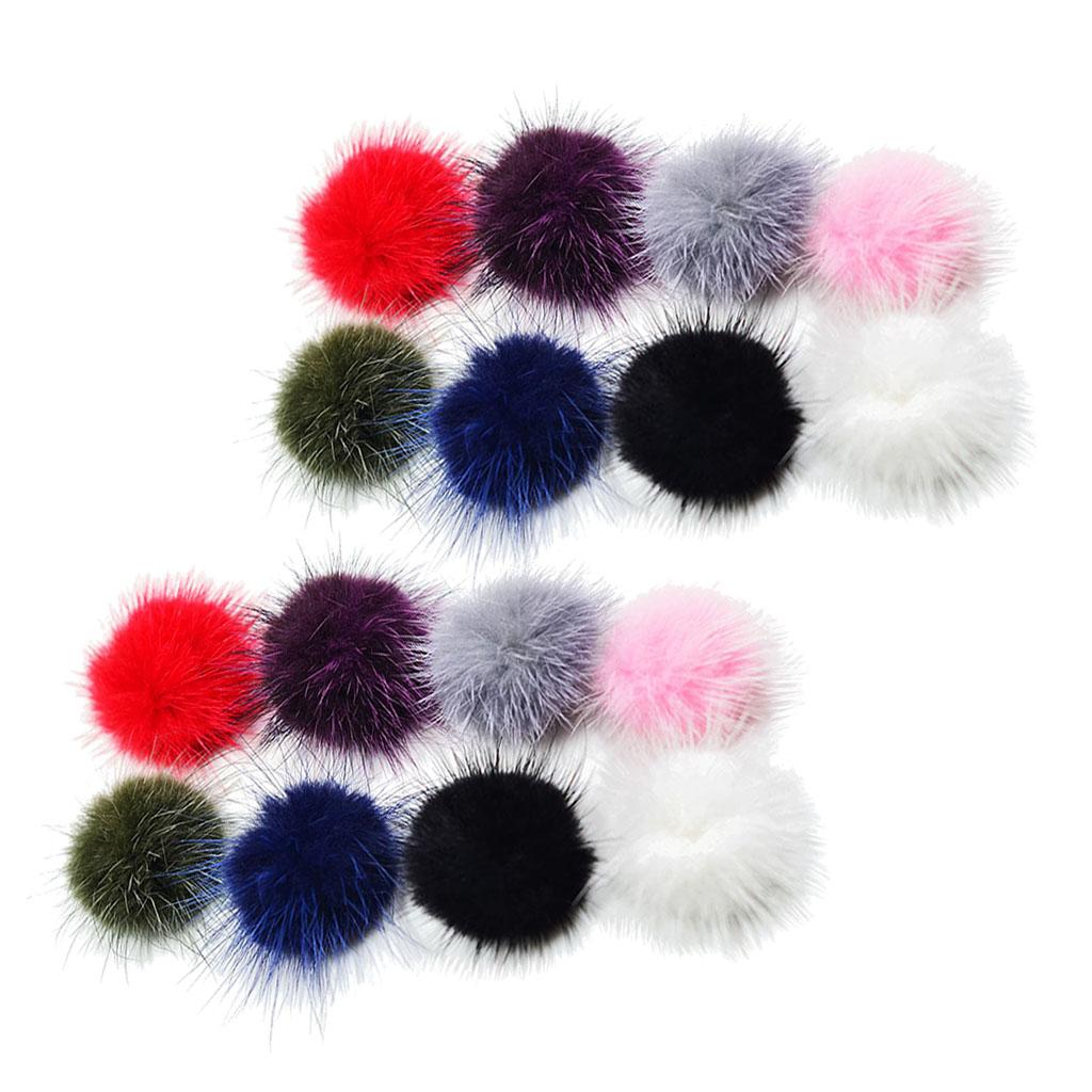 16 Pieces Mixed Natural Pom Pom Ball for Hair Accessories Jewelry Craft DIY