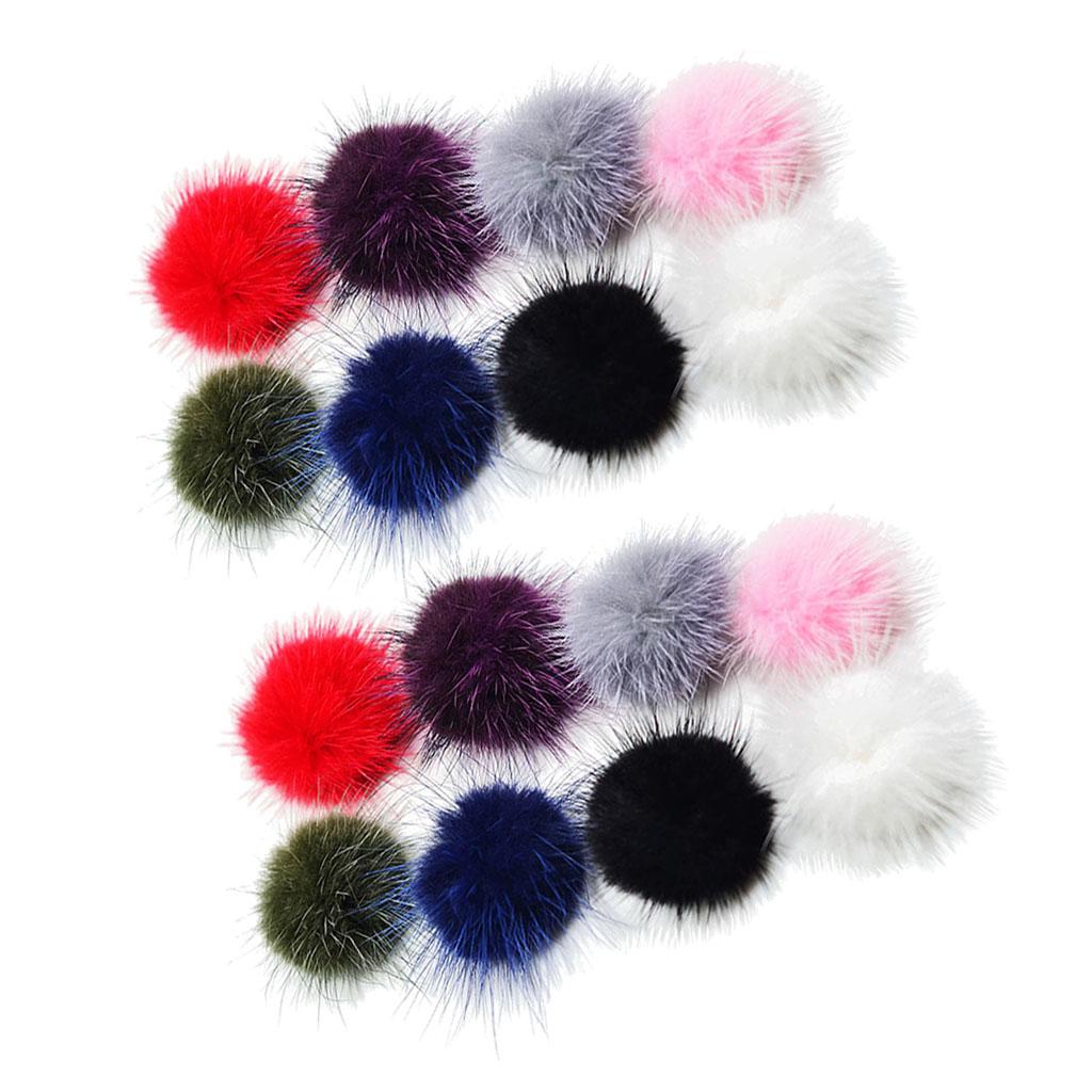 16 Pieces Mixed Natural Pom Pom Ball for Hair Accessories Jewelry Craft DIY