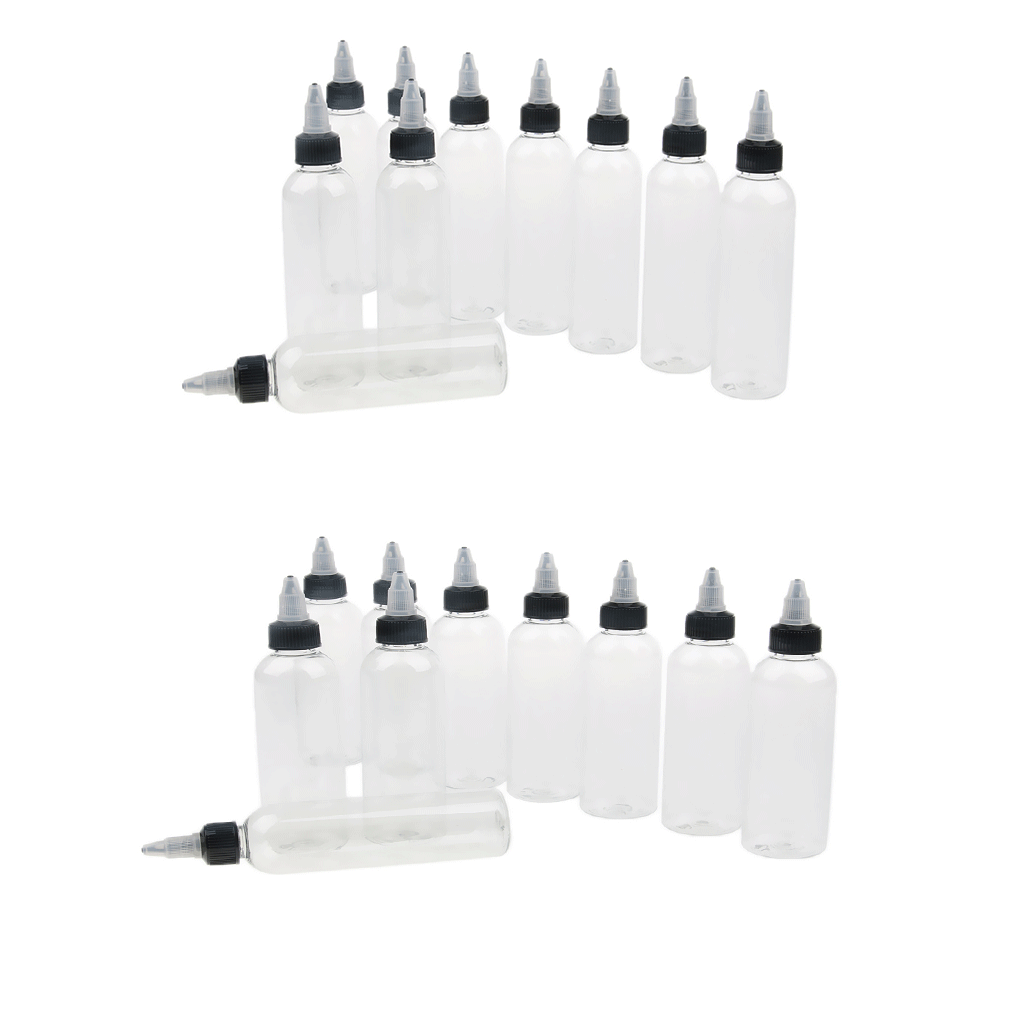 20x Empty Plastic Squeeze Bottle with Twist Top Cap Tip Applicator 120ml