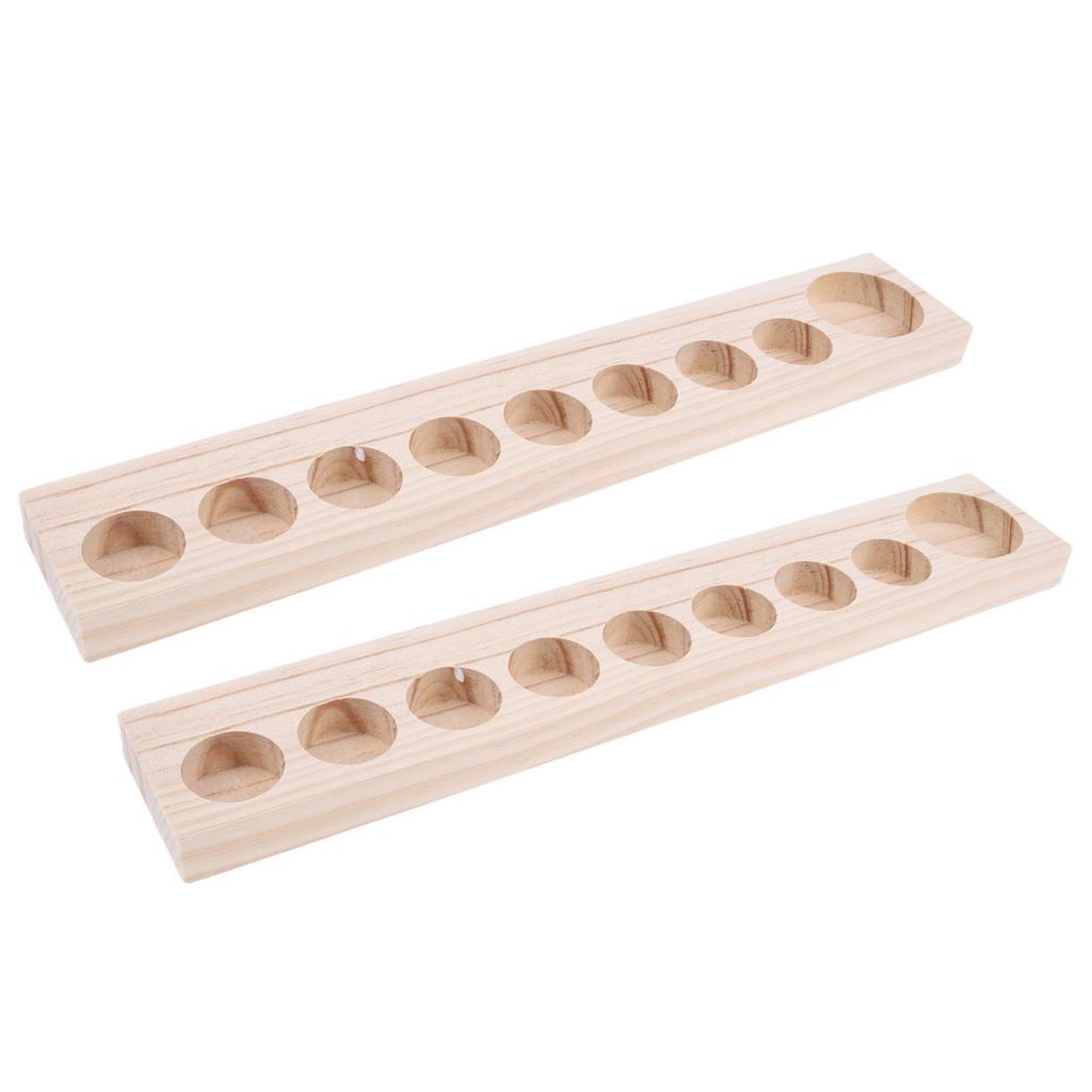 2Pcs Wooden Essential Oil Holder Display Storage Rack Tray Organizer 9 Slot