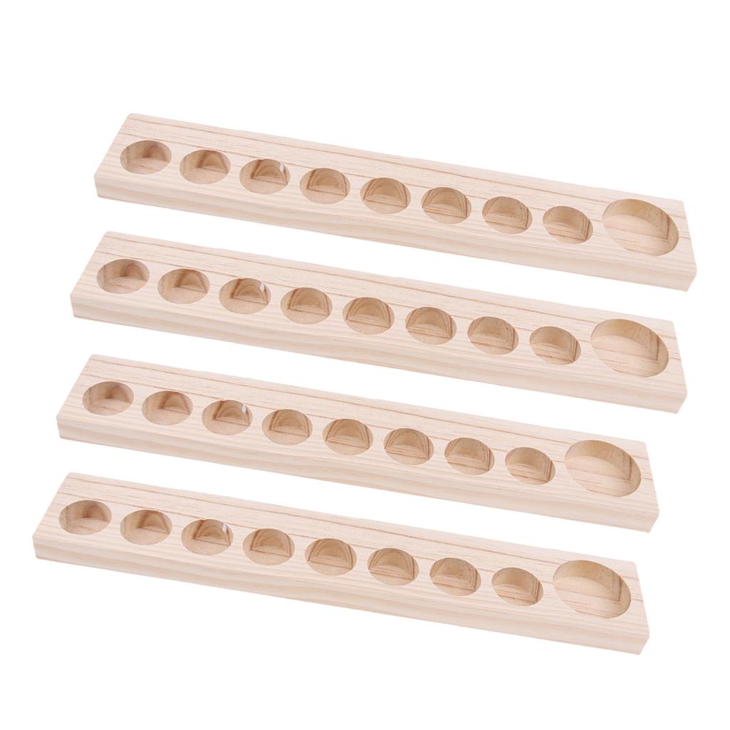 4Pcs Wooden Essential Oil Holder Display Storage Rack Tray Organizer 9 Slot