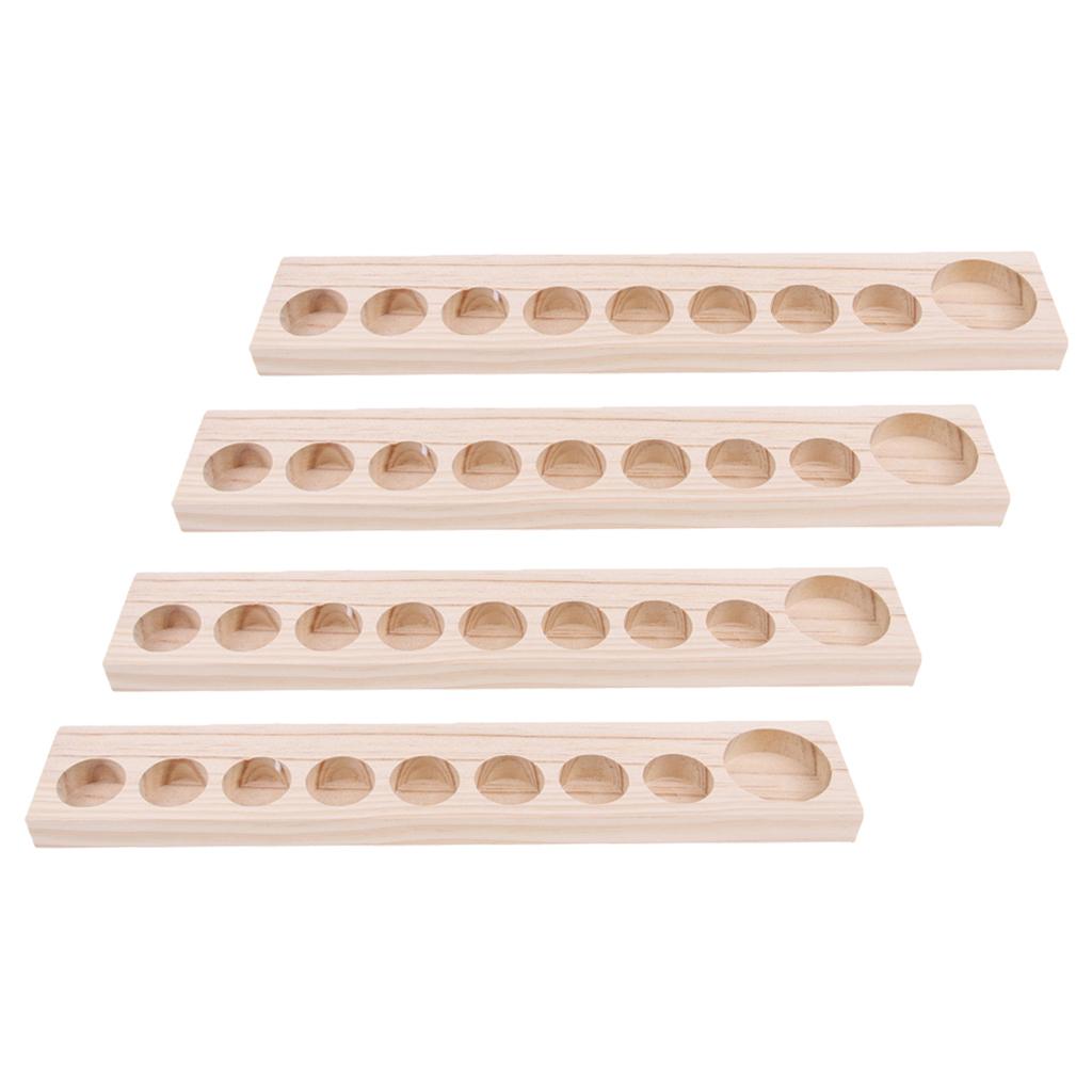4Pcs Wooden Essential Oil Holder Display Storage Rack Tray Organizer 9 Slot