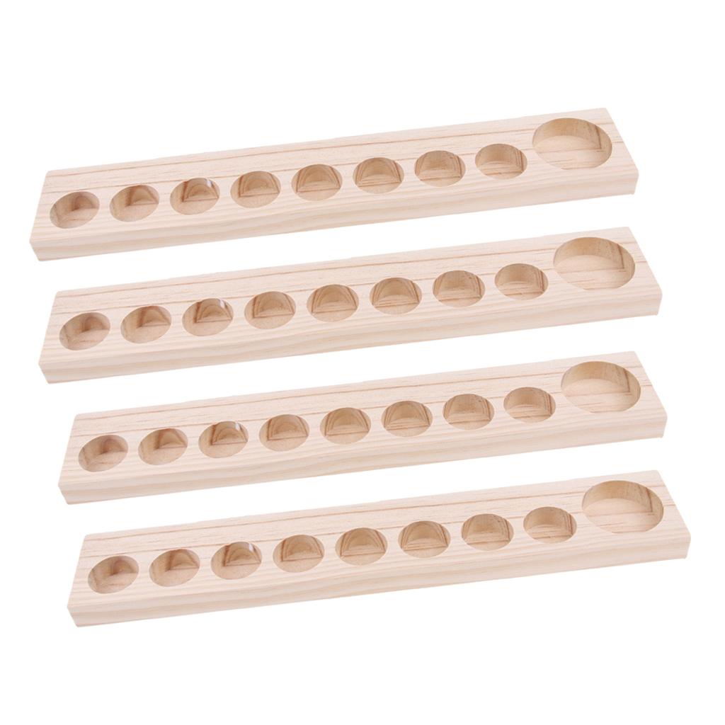 4Pcs Wooden Essential Oil Holder Display Storage Rack Tray Organizer 9 Slot