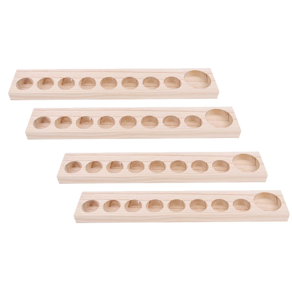 4Pcs Wooden Essential Oil Holder Display Storage Rack Tray Organizer 9 Slot
