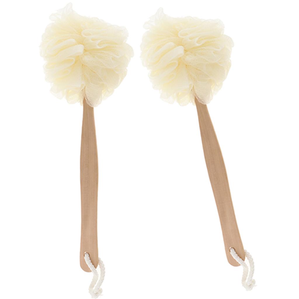 2Pcs Long Handle Shower Puff Pouf Sponge Exfoliating Mesh Brush Scrubber