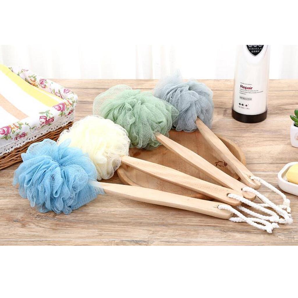 2Pcs Long Handle Shower Puff Pouf Sponge Exfoliating Mesh Brush Scrubber