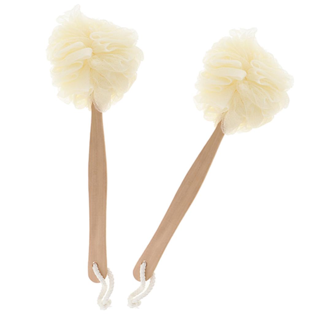 2Pcs Long Handle Shower Puff Pouf Sponge Exfoliating Mesh Brush Scrubber