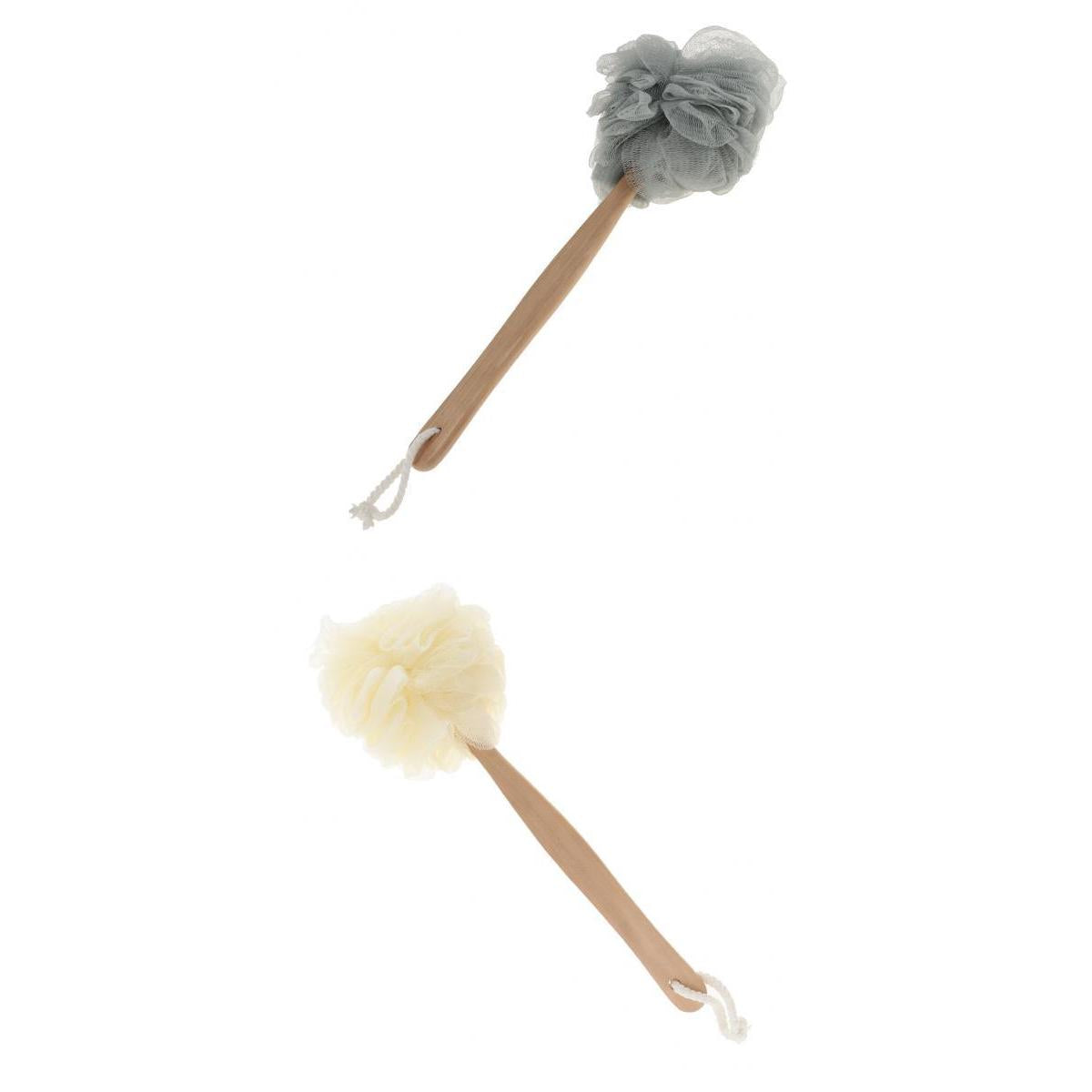 2 Piece Long Handle Shower Puff Exfoliating Mesh Brush Scrubber Spa Massage