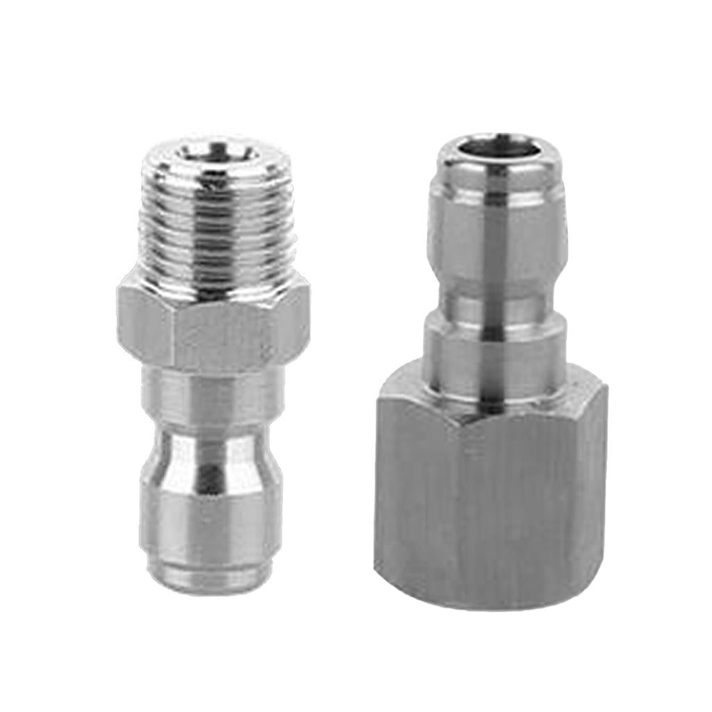 2pcs Male Set 1/4 Pressure Washer Hose Connector Quick Release Fitting Tools