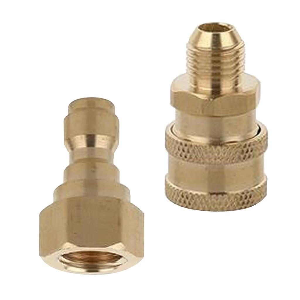 2pcs Brass Pressure Washer Garden Hose Connector Quick Coupler Male & Female