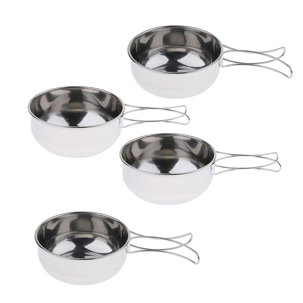 2 Pcs Folding Compact Stainless Steel Cooking Mess Tins Camping Food Holiday