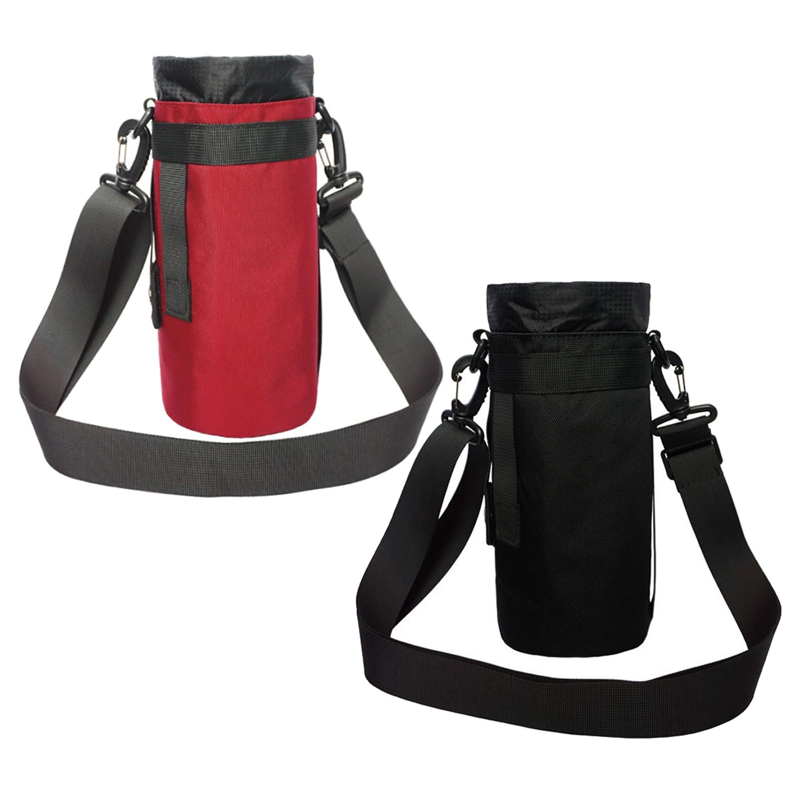 2pcs 1.5L Sports Water Bottle Holder Carrier Pouch Sleeve Bag Black Red