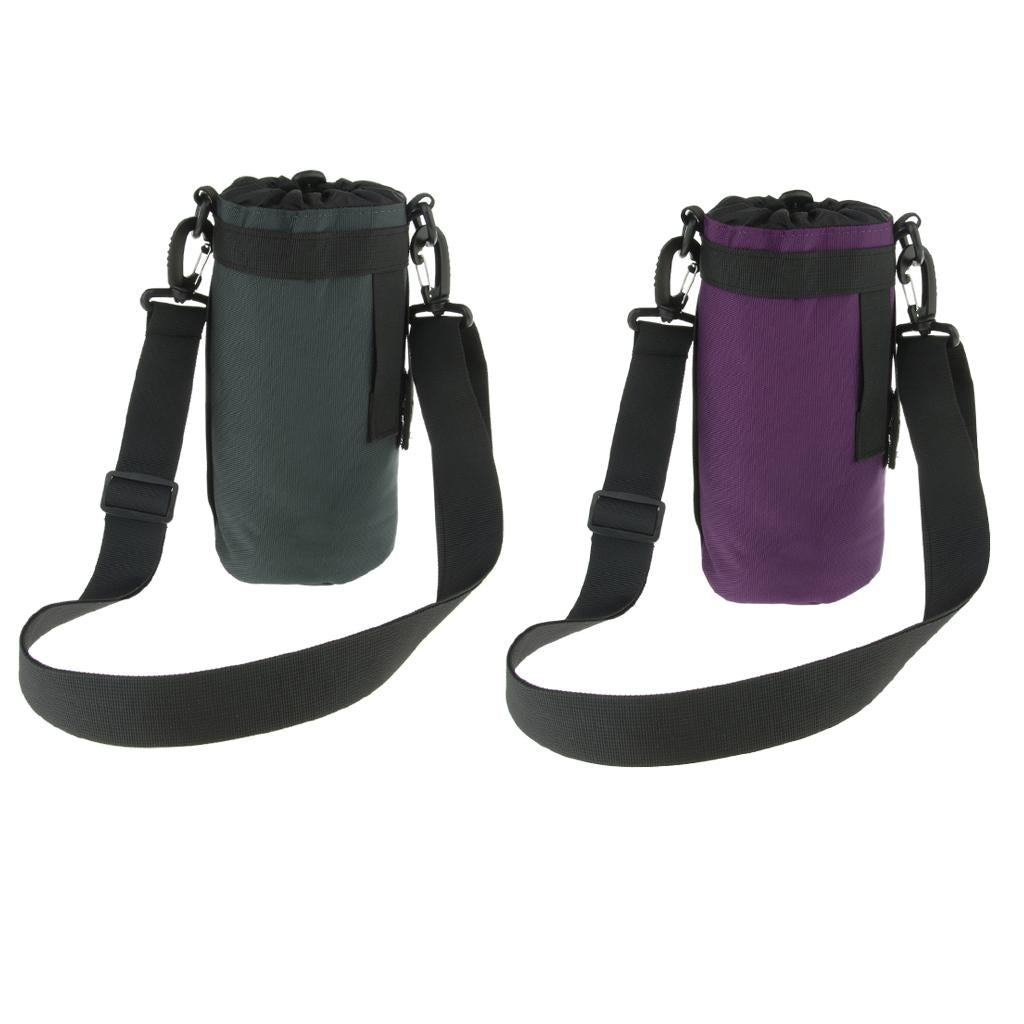 2pcs 1.5L Sports Water Bottle Holder Carrier Pouch Sleeve Bag Purple Gray