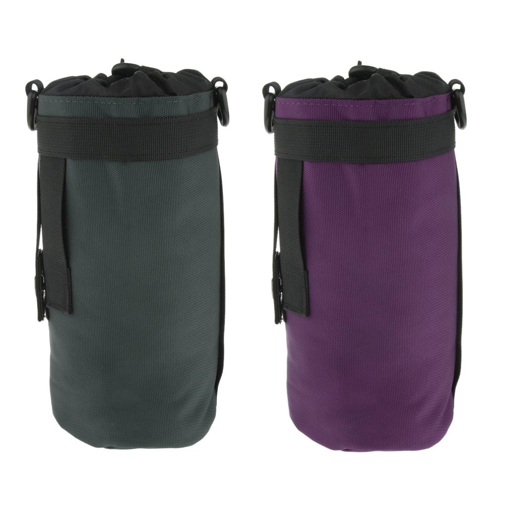 2pcs 1.5L Sports Water Bottle Holder Carrier Pouch Sleeve Bag Purple Gray