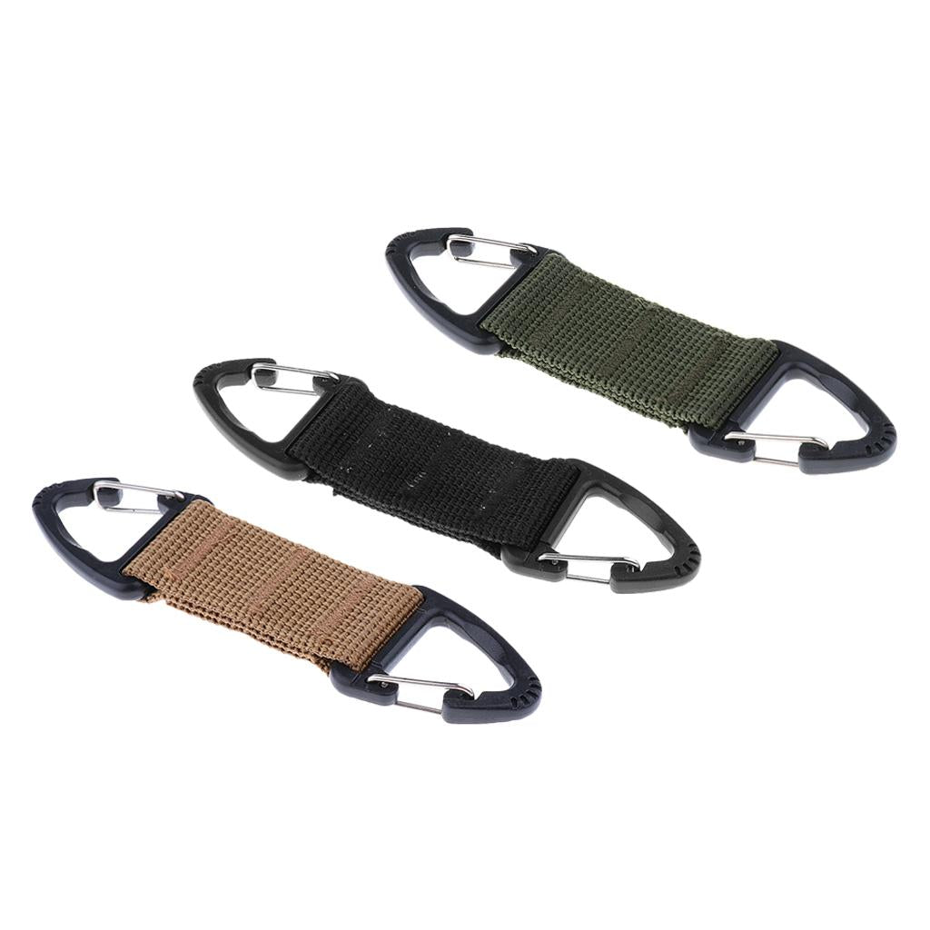3Pcs Outdoor Hiking Nylon Webbing Backpack Dual Ended Triangular Hook