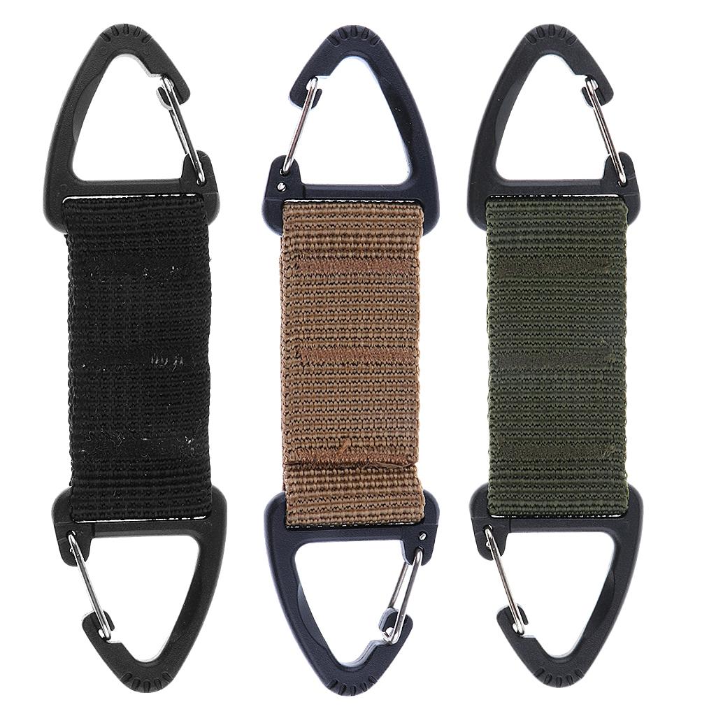 3Pcs Outdoor Hiking Nylon Webbing Backpack Dual Ended Triangular Hook