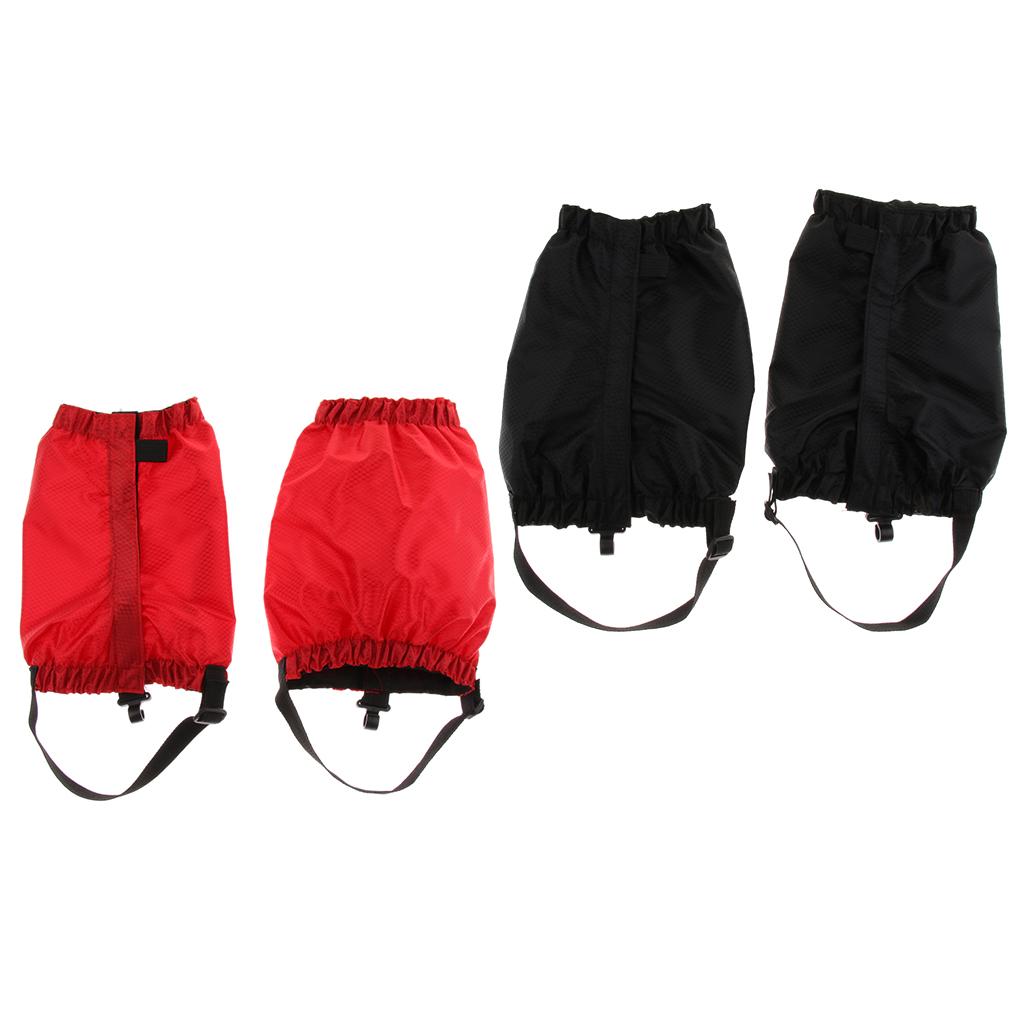 2 Pairs Outdoor Waterproof Walking Gaiters Snow Boots Cover Black Red