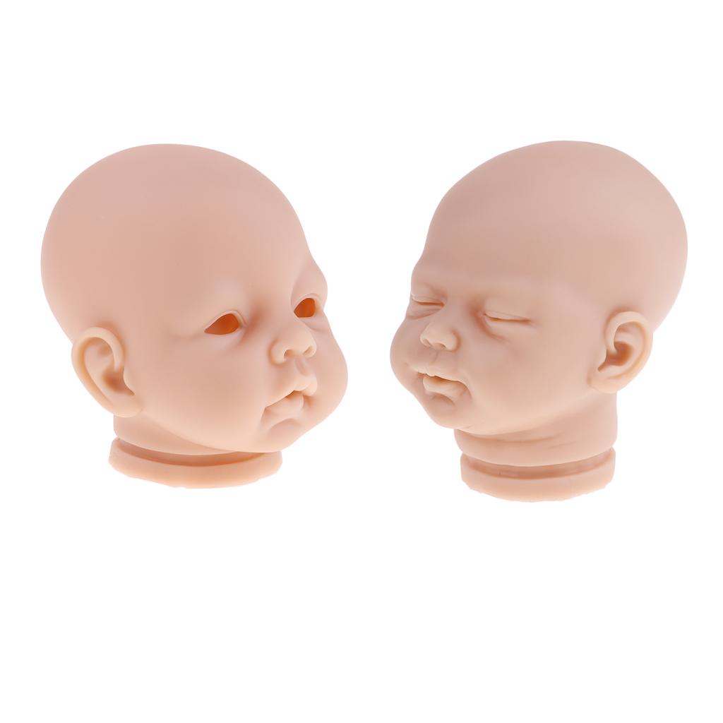 2pcs Vinyl Realistic Baby Doll Head for 22'' 20'' Reborn Dolls Normal Skin