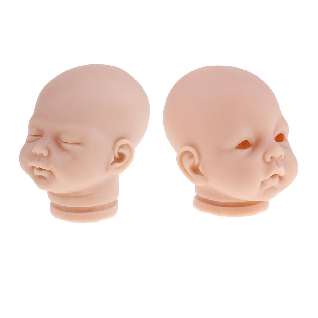 2pcs Vinyl Realistic Baby Doll Head for 22'' 20'' Reborn Dolls Normal Skin