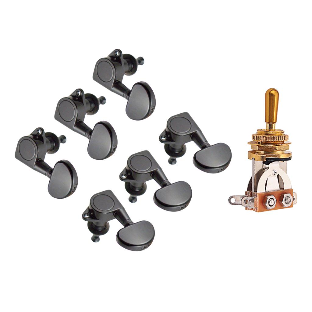 3 Way Toggle Switch Pickup Selector +6 Pcs Sealed Guitar Tuning Pegs Tuners