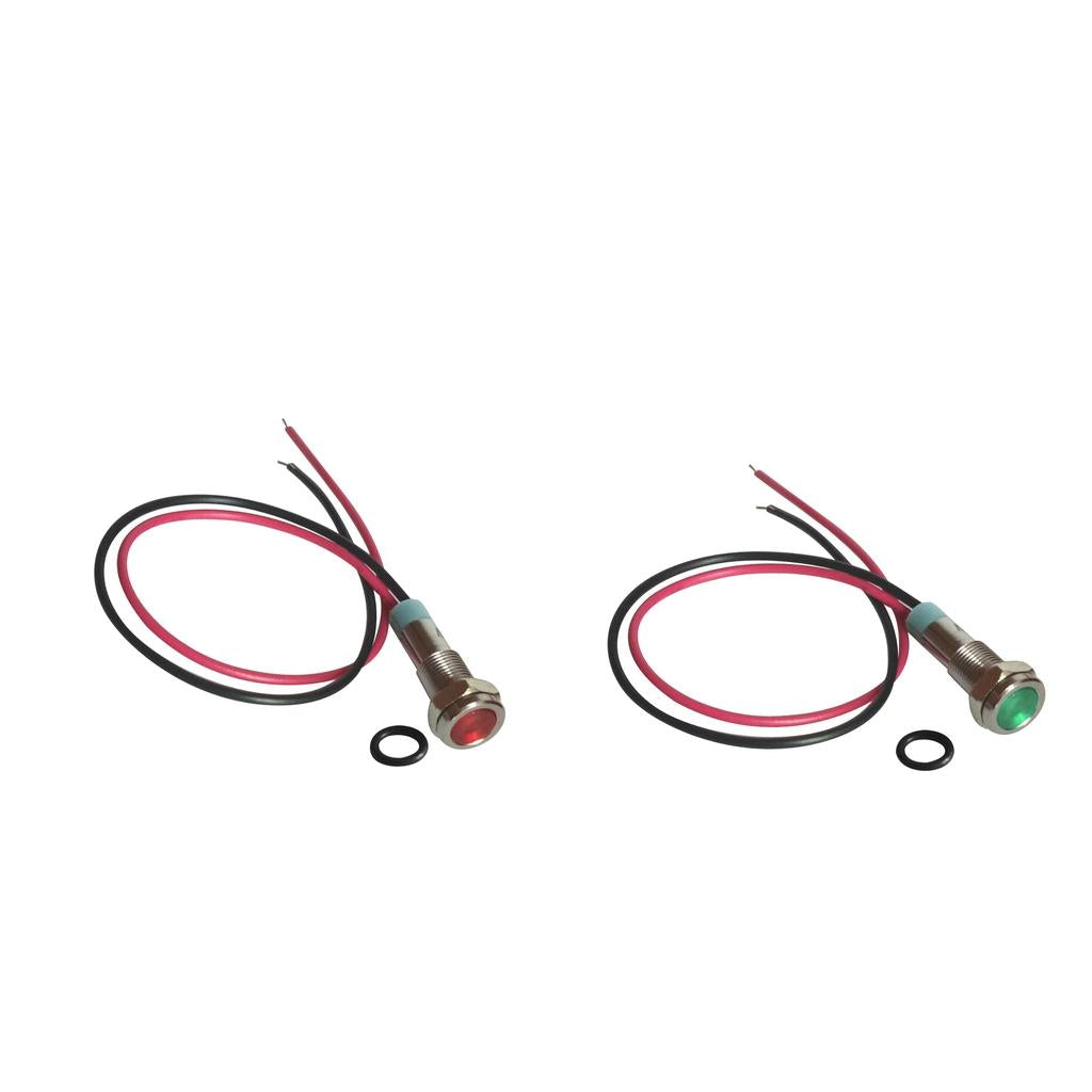 2x (Green+Red) 6mm LED Indicator Light Waterproof Signal Pilot Dash Lamp 6V