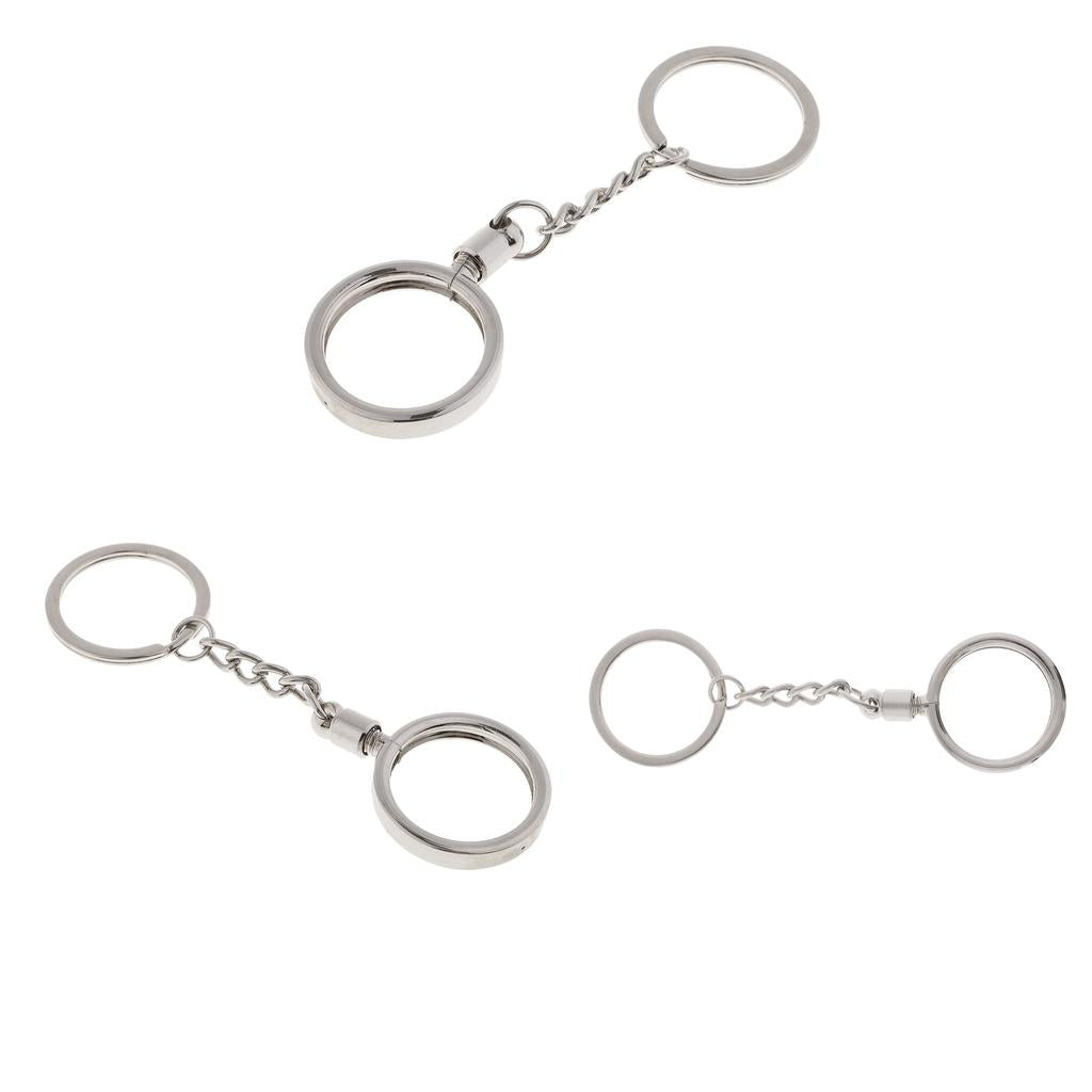 3pcs Coin keyring Pendant Keychain Commemorative Coins Key Ring 25mm Silver