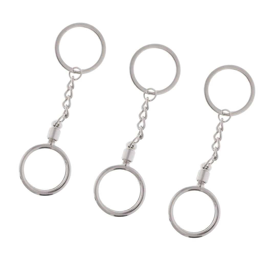 3pcs Coin keyring Pendant Keychain Commemorative Coins Key Ring 25mm Silver