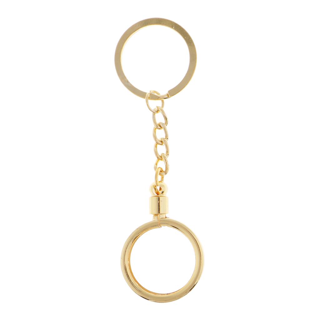 3pcs Coin keyring Pendant Keychain Commemorative Coins Key Ring 25mm Golden