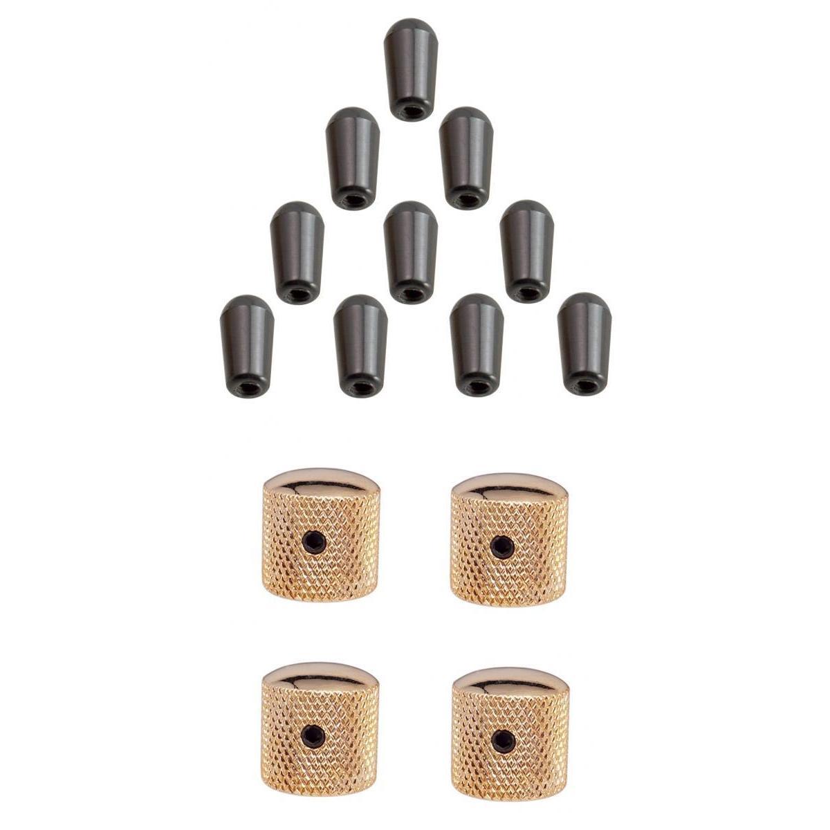 4pcs Brass Dome Knobs Screw Type+3 Way Toggle Switch Knobs for LP EPI Guitar