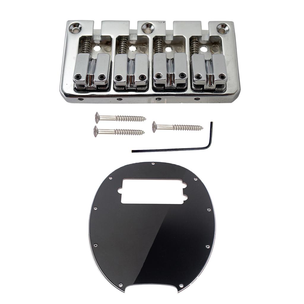 4 String Electric Bass Bridge with Wrench Screws+3ply Pickguard Scratchplate