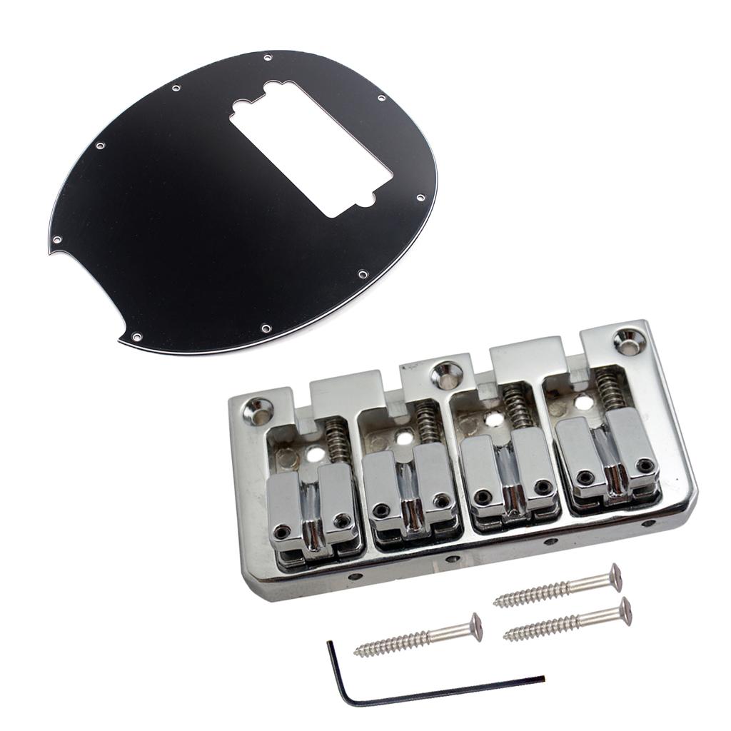 4 String Electric Bass Bridge with Wrench Screws+3ply Pickguard Scratchplate