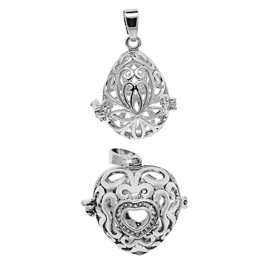 2 Shapes Tibetan Silver Bead Cages Pendants Charms Jewelry Making Findings